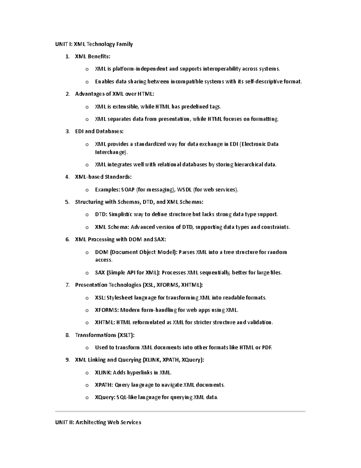 Web services syllabus - nothing - UNIT I: XML Technology Family 1. XML ...