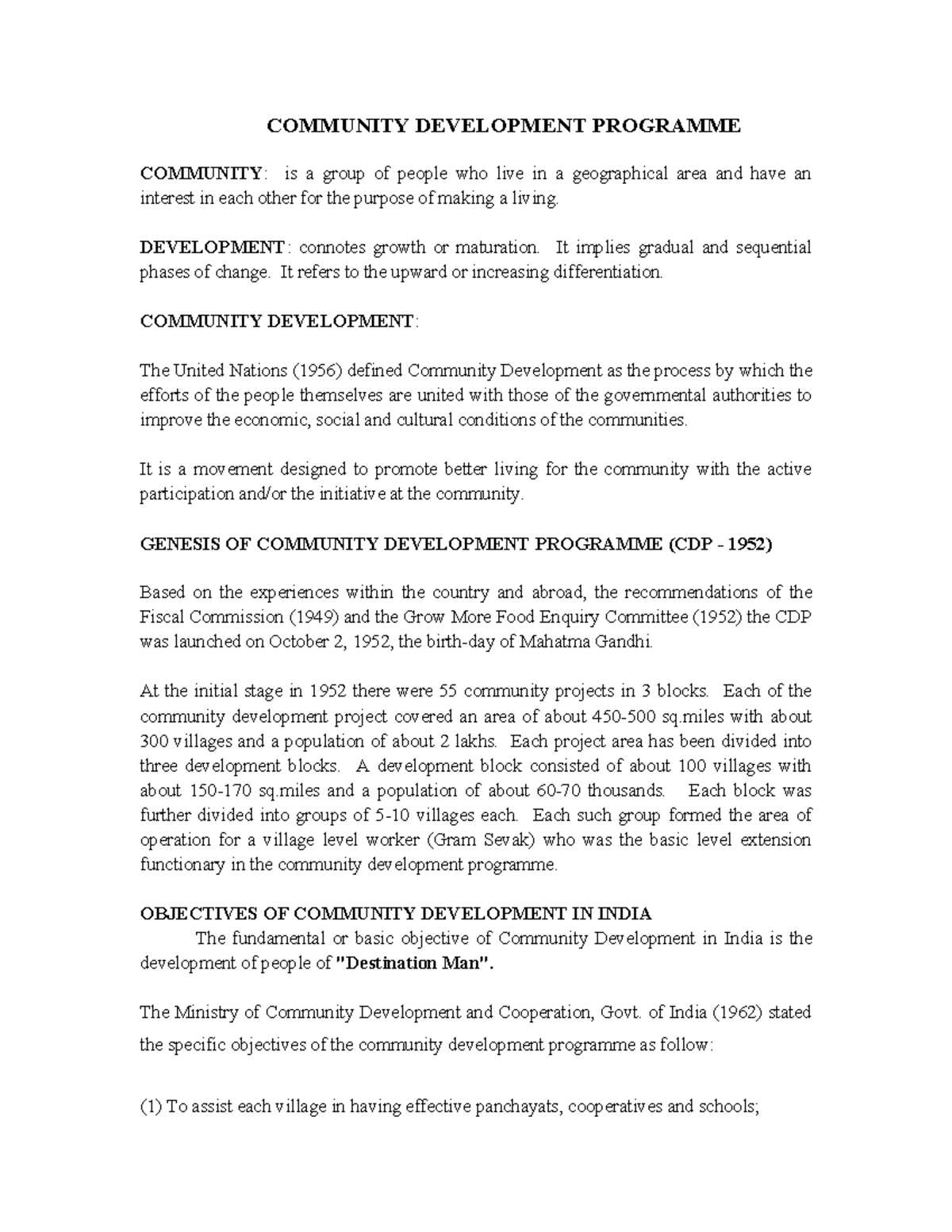 Community Development Programme National Extension Service IADP IAAP ...