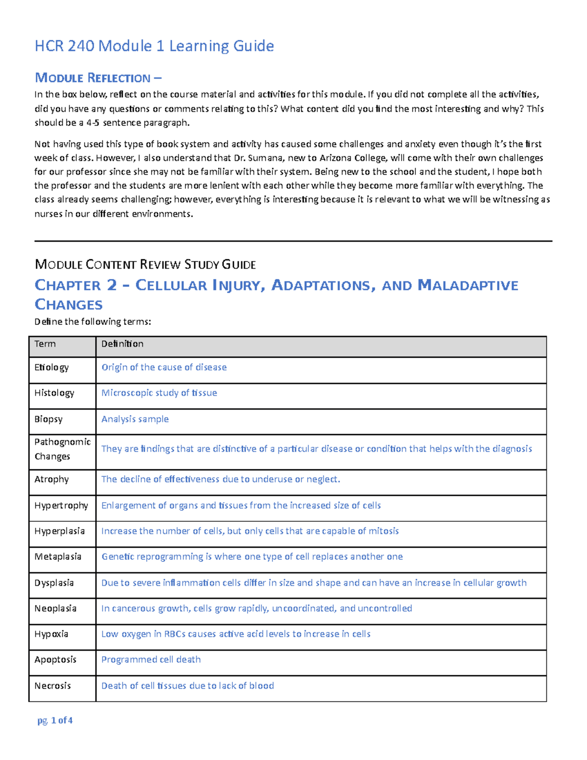 Module 1 Learning Guide - MODULE REFLECTION – In the box below, reflect ...