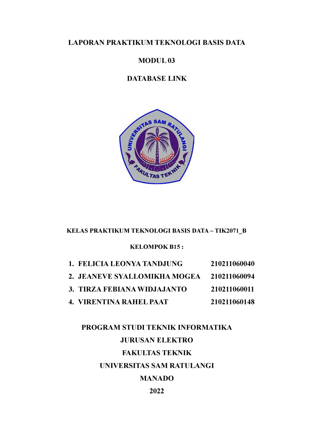 Laporan Modul 3 Praktikum TBD B15( Revisi) Database Link - LAPORAN ...