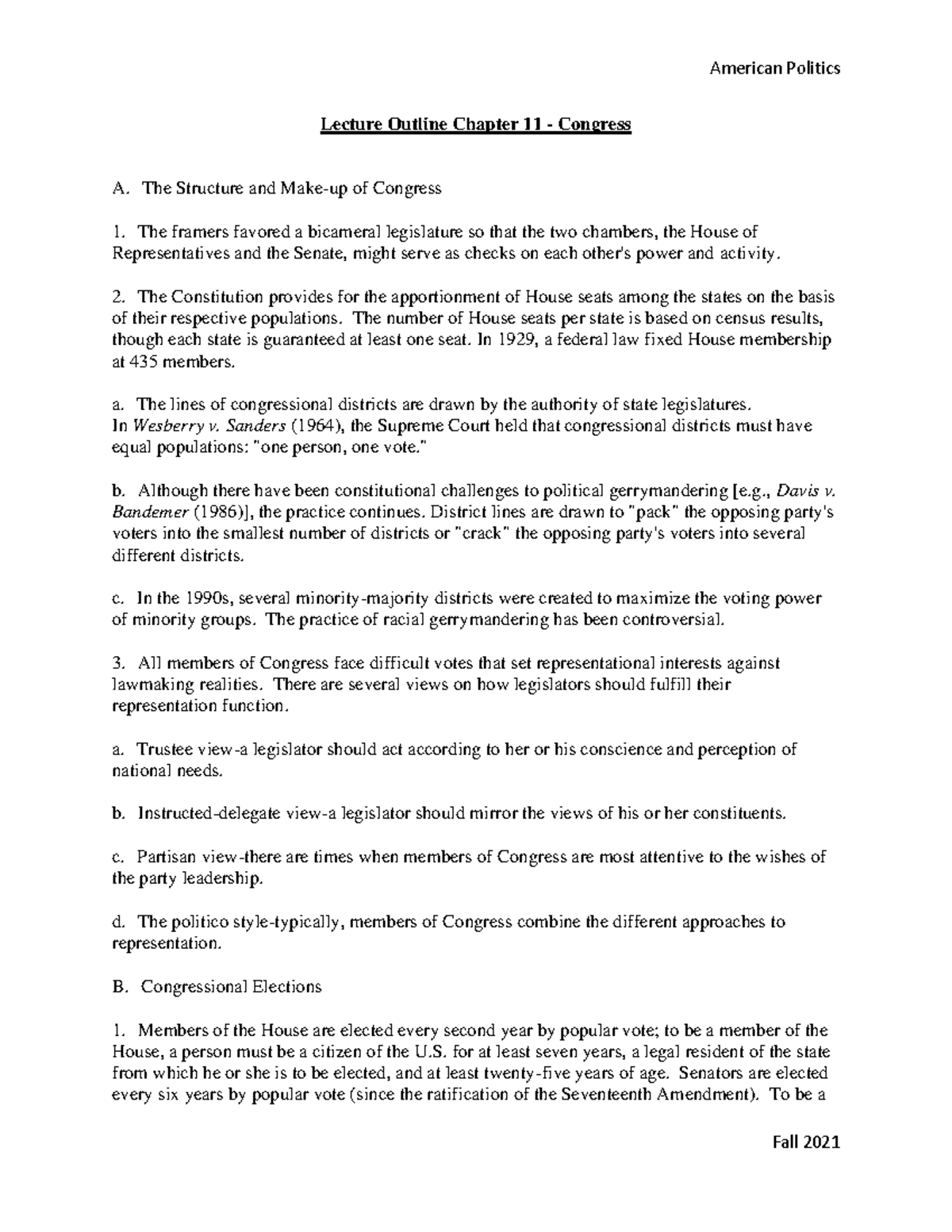 Lecture Outline Chapter 11 - PSC 101 - CSN - Studocu