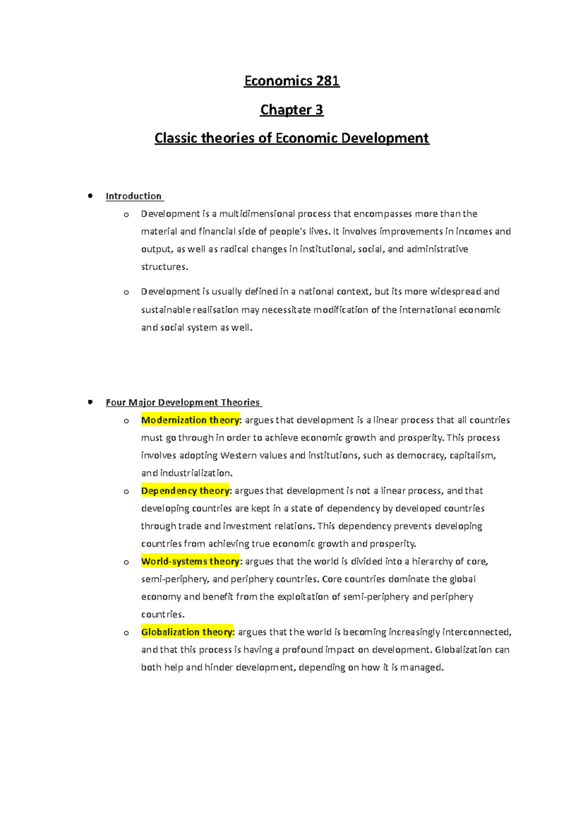 Economics 281ch3 - summarized notes. - Economics 281 Chapter 3 Classic ...