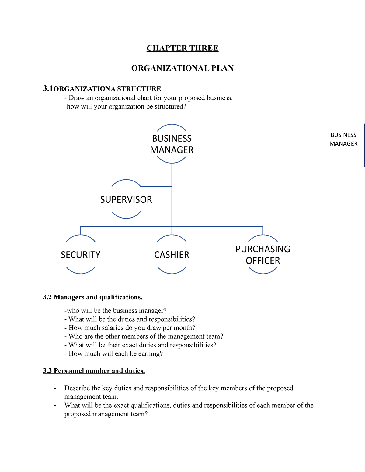 chapter 3 business plan sample