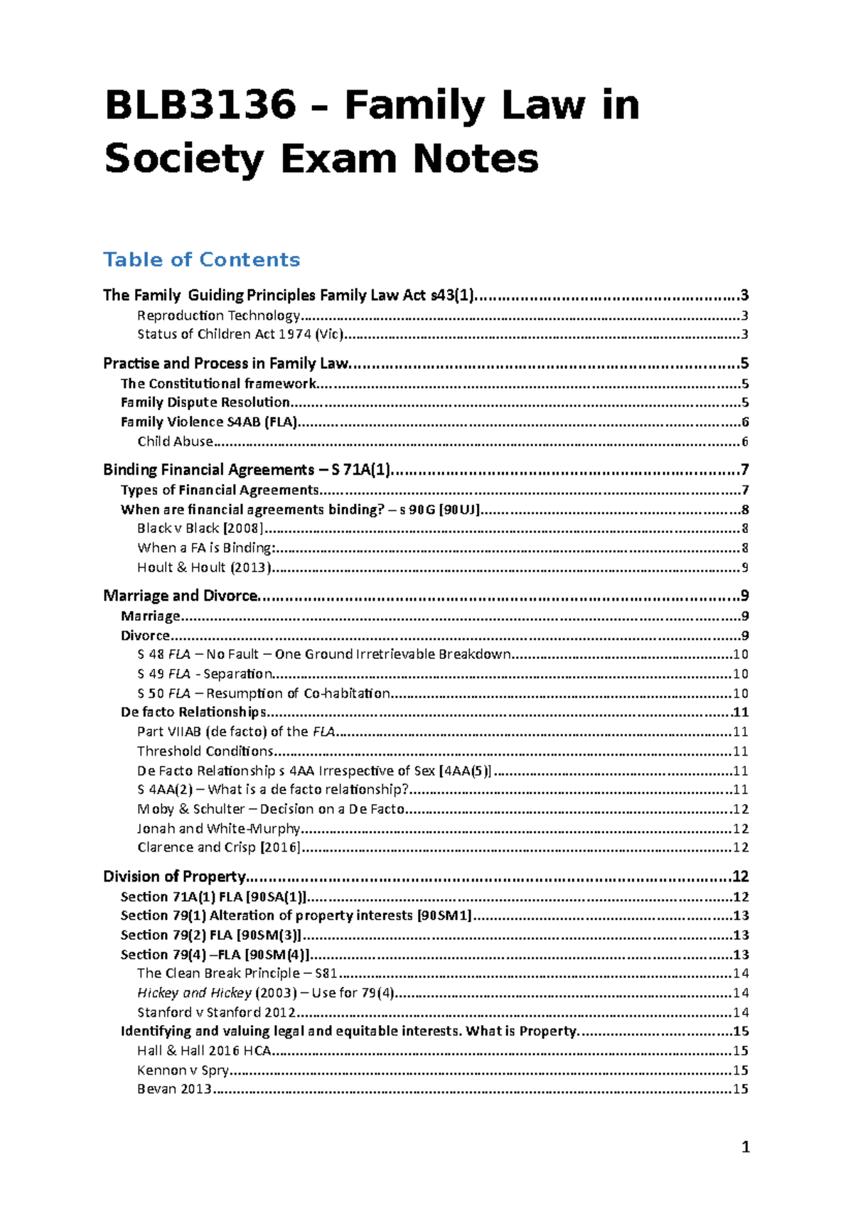 BLB3136 Family Law in Society Exam Notes