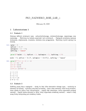 PK2 Nazwisko IMIE LAB 3 - Sprawozdanie z programowania komputerów 2 ...