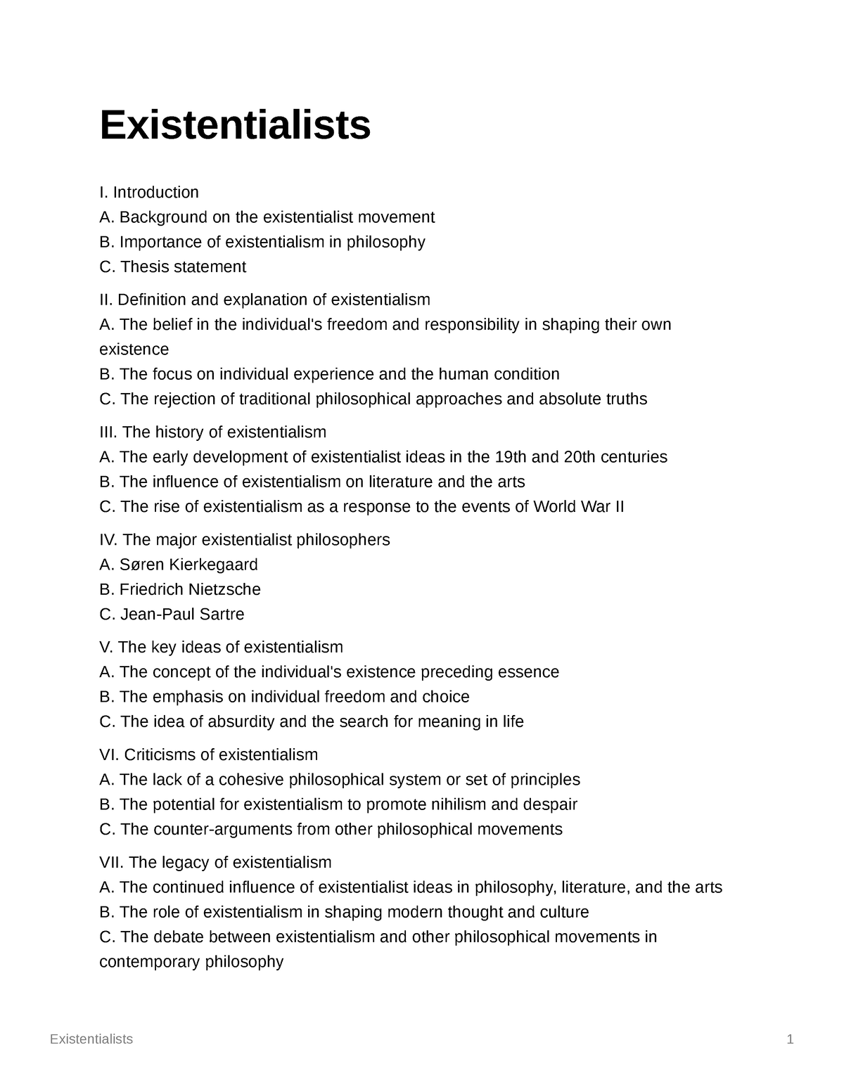 term paper on existentialism