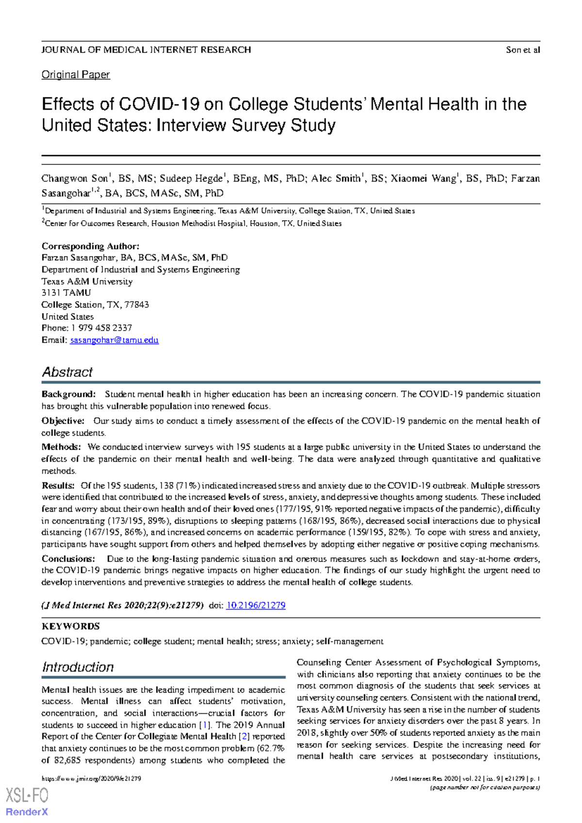 FINAL Effects of COVID-19 on College Students’ Mental Health in the US ...