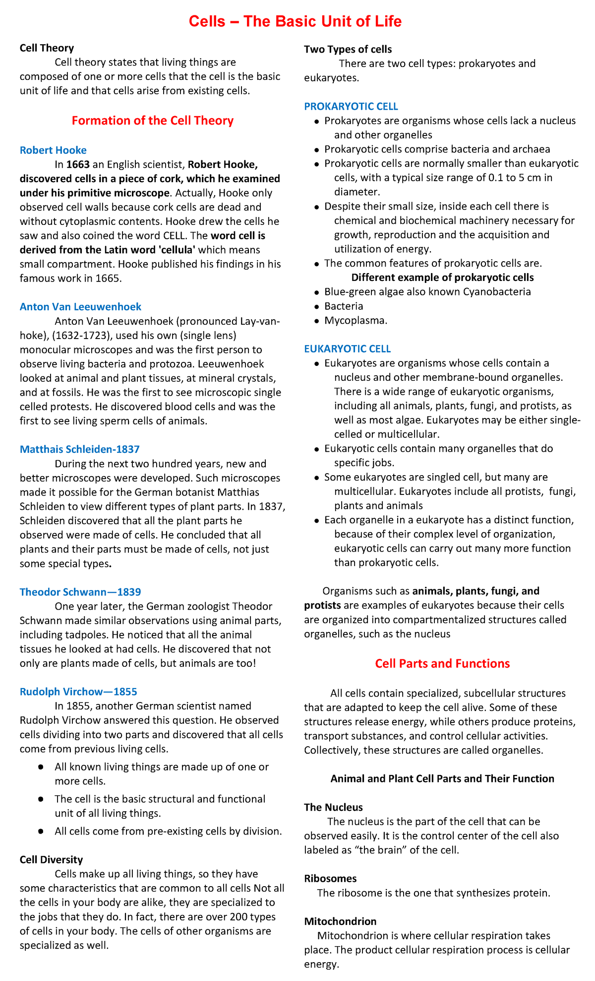 Science- Reviewer- Midterm - Cell Theory Cell theory states that living ...