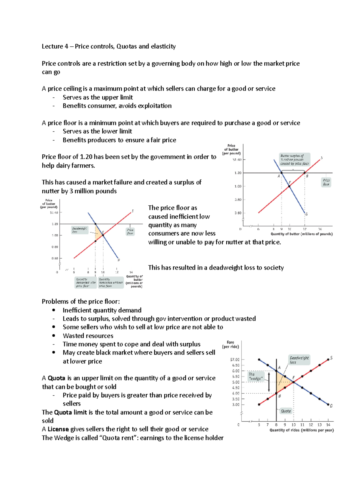 Lecture 4 – Price controls, Quotas and elasticity - Lecture 4 – Price ...