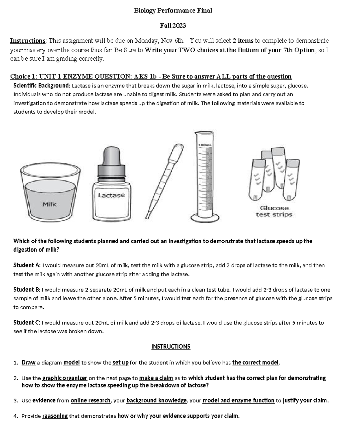 Hernandez Performance Final Options - Biology Performance Final Fall ...