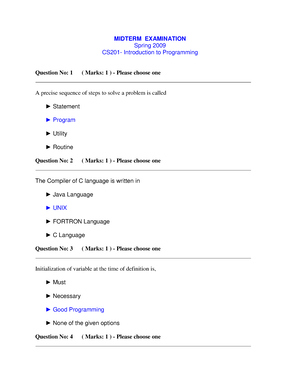 Cs201 Final Term Subjectives Solved With References By Moaaz Vustudy ...