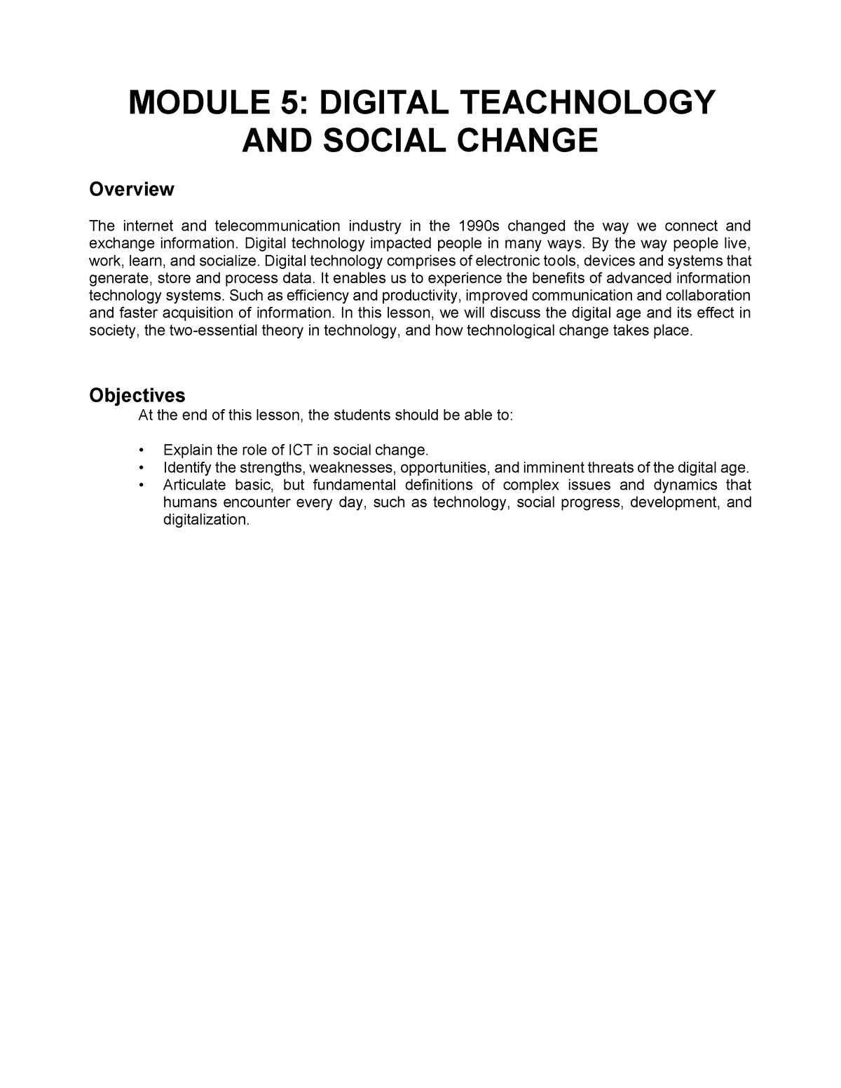 essay about digital technology and social change