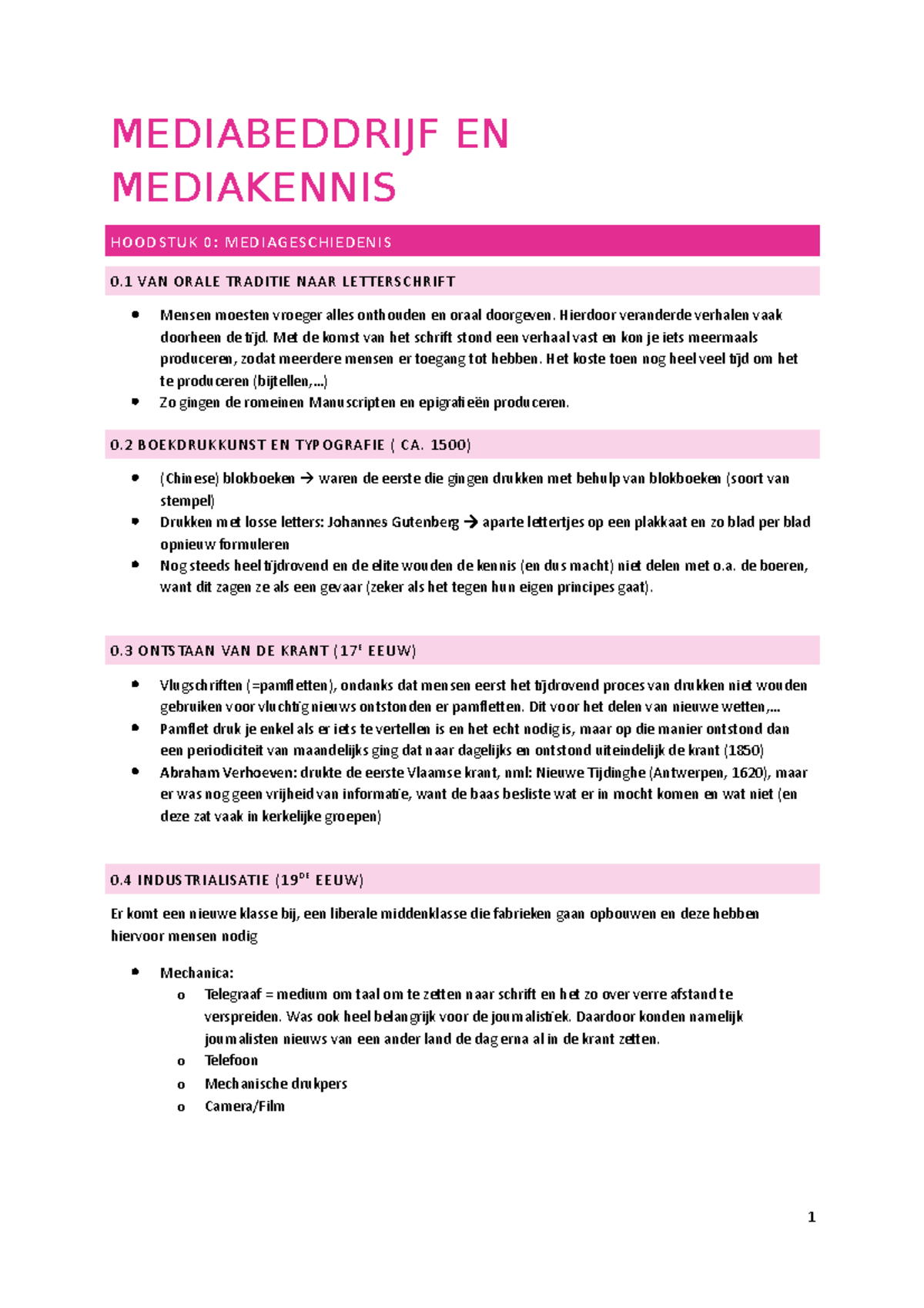 Mediabedrijf En Mediakennis Samenvatting + Lesnotities - MEDIABEDDRIJF ...