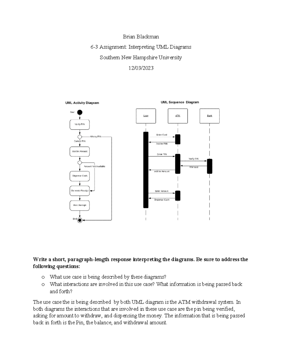 6 3 assignment interpreting uml diagrams