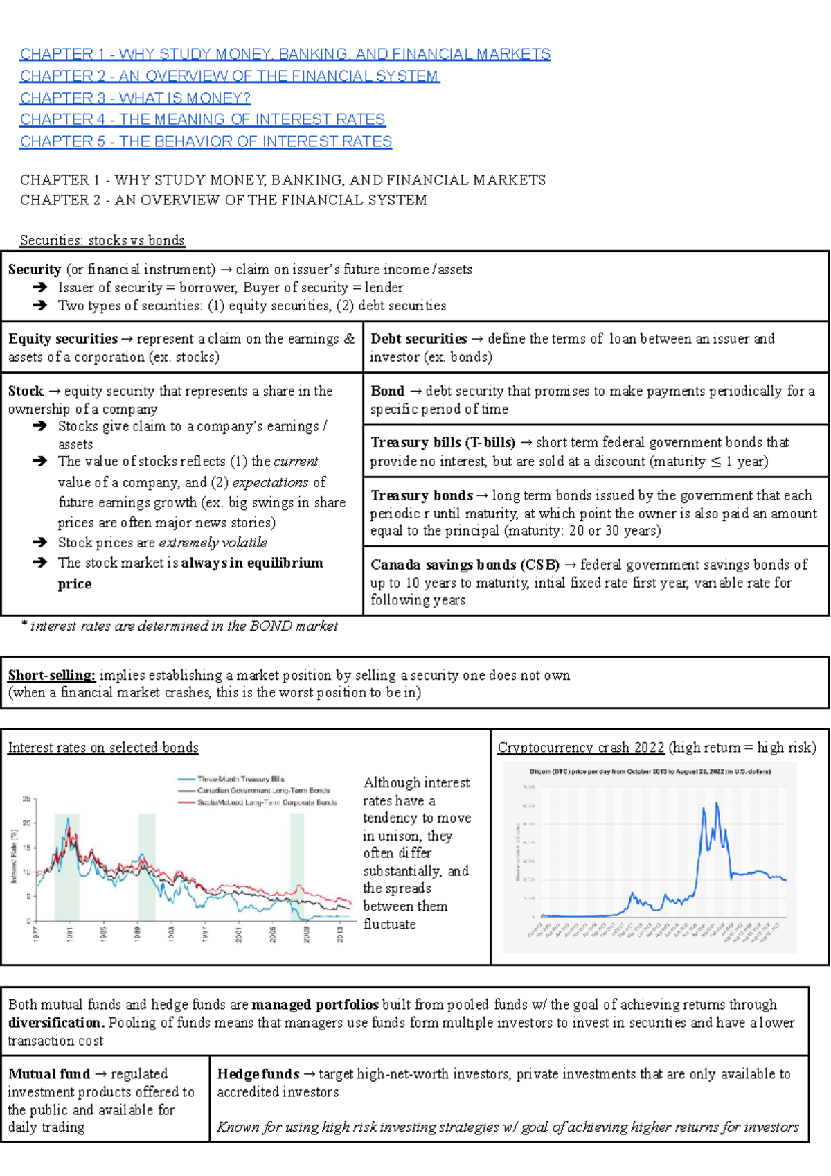 Review 1 - Lecture 1 - CHAPTER 1 - WHY STUDY MONEY, BANKING, AND ...