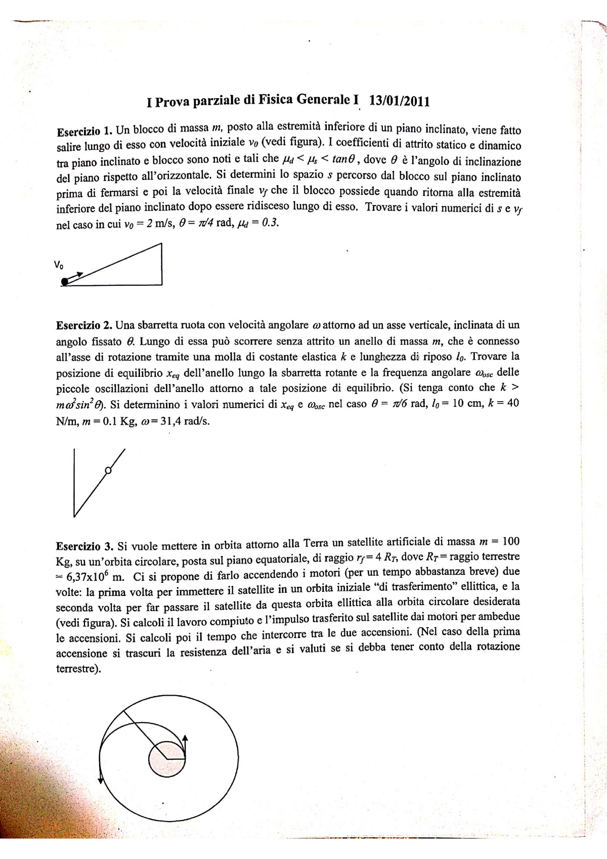 Esercizi Esame Fisica 1 13/01/2011 - Fisica 1 - Studocu