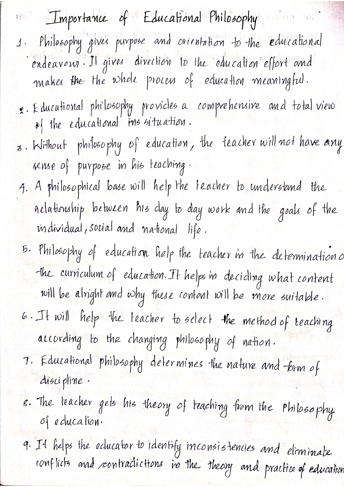 Importance Of Educational Philosophy - B.Ed - Studocu