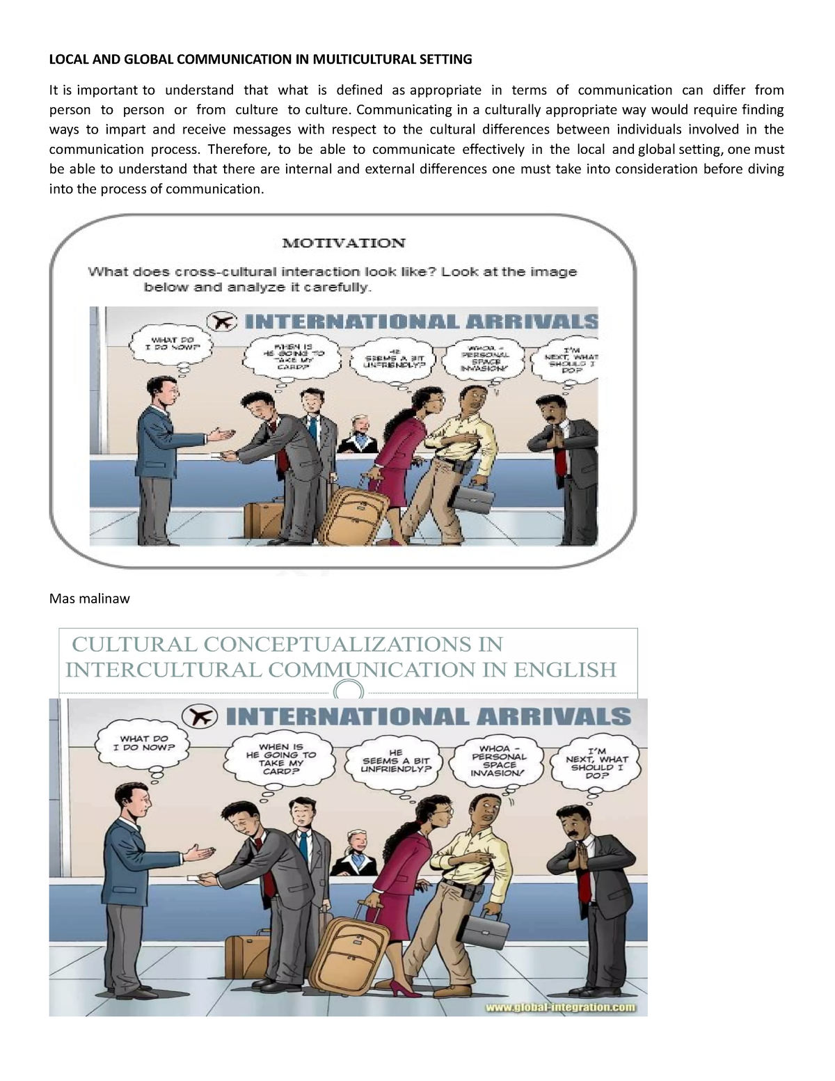 Local AND Global Communication IN Multicultural Setting Keywords ...