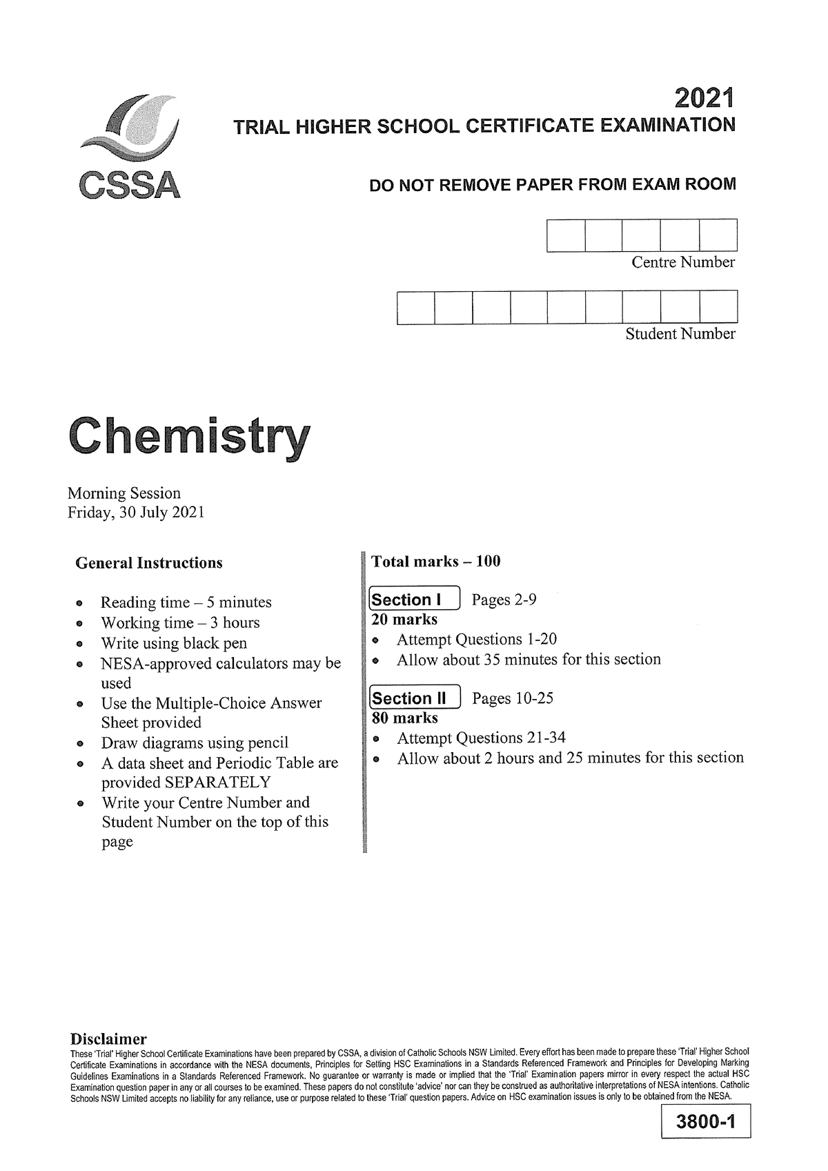 CSSA 2021 Chemistry Trials - ACCT 1008 - Studocu