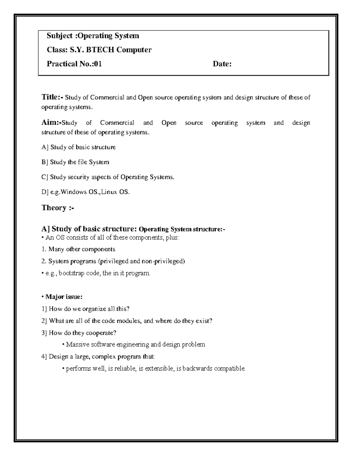01 study of different O.S - Title:- Study of Commercial and Open source ...