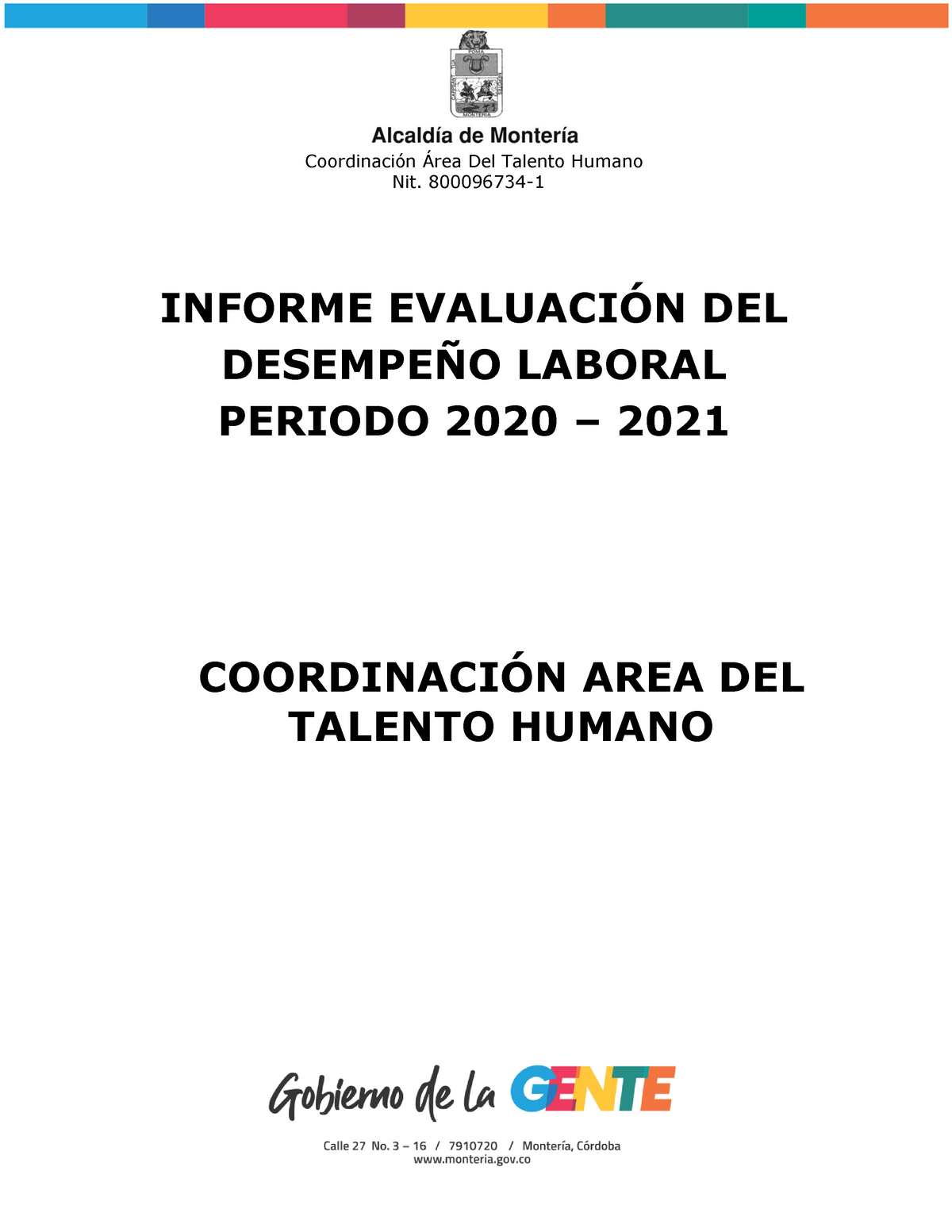 Informe Evaluacion DE Desempeño Laboral 2020-2021 - Nit. 800096734 ...