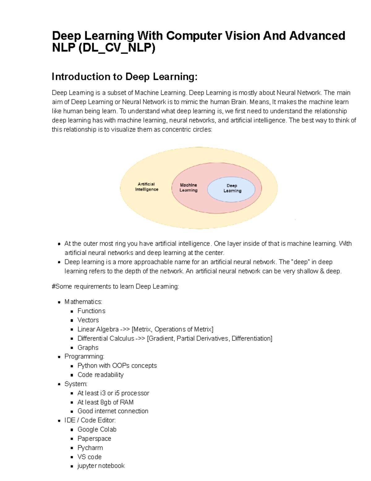 Deep Learning Notes - Deep Learning With Computer Vision And Advanced ...