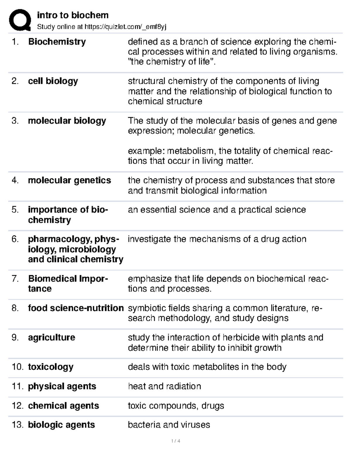 Biochem Lec reviewer - intro to biochem Study online at quizlet/_emf8yj ...