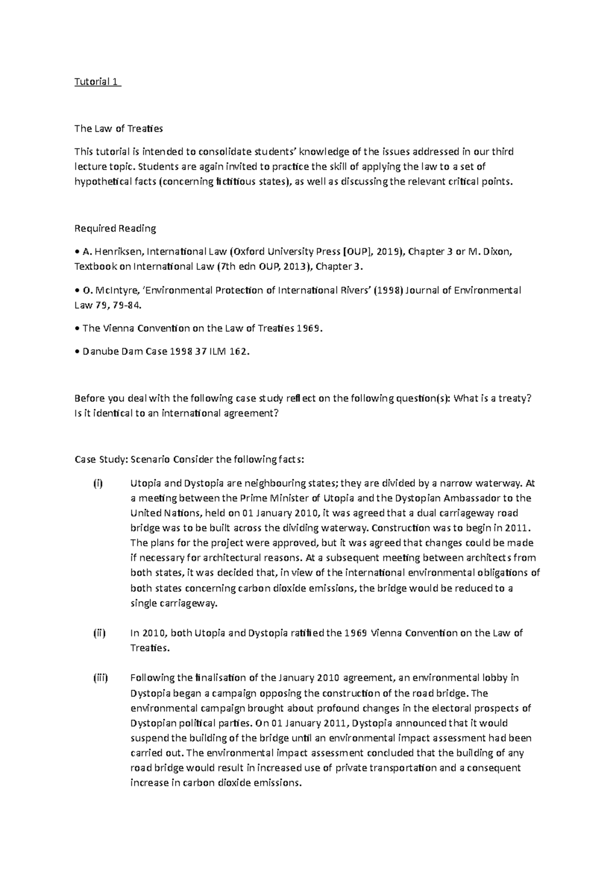 Tutorial 1 No time to bond scenario with answers Tutorial 1 The Law