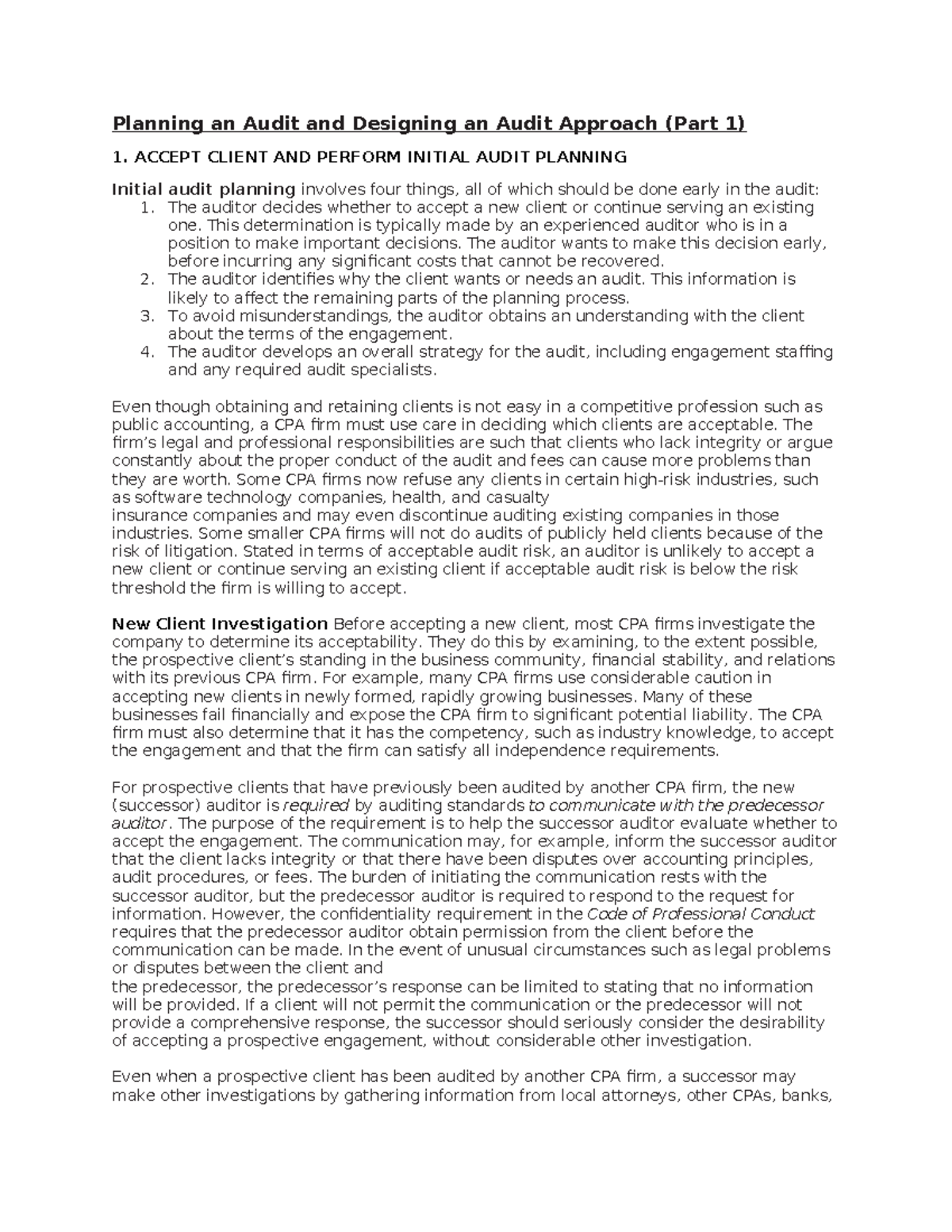 Additional Reading 1 (CM1) - Planning an Audit and Designing an Audit ...