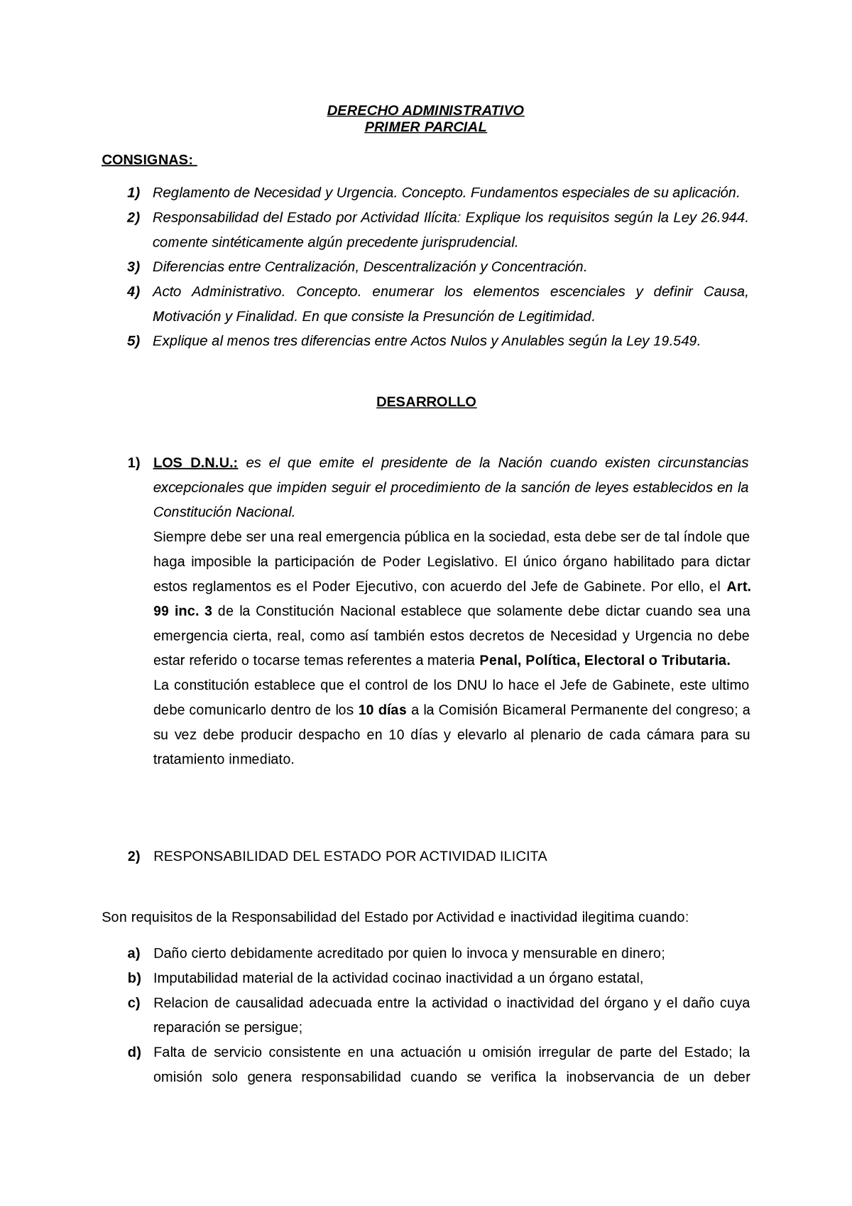 Administrativo Primer Parcial 2cuatr - DERECHO ADMINISTRATIVO PRIMER ...