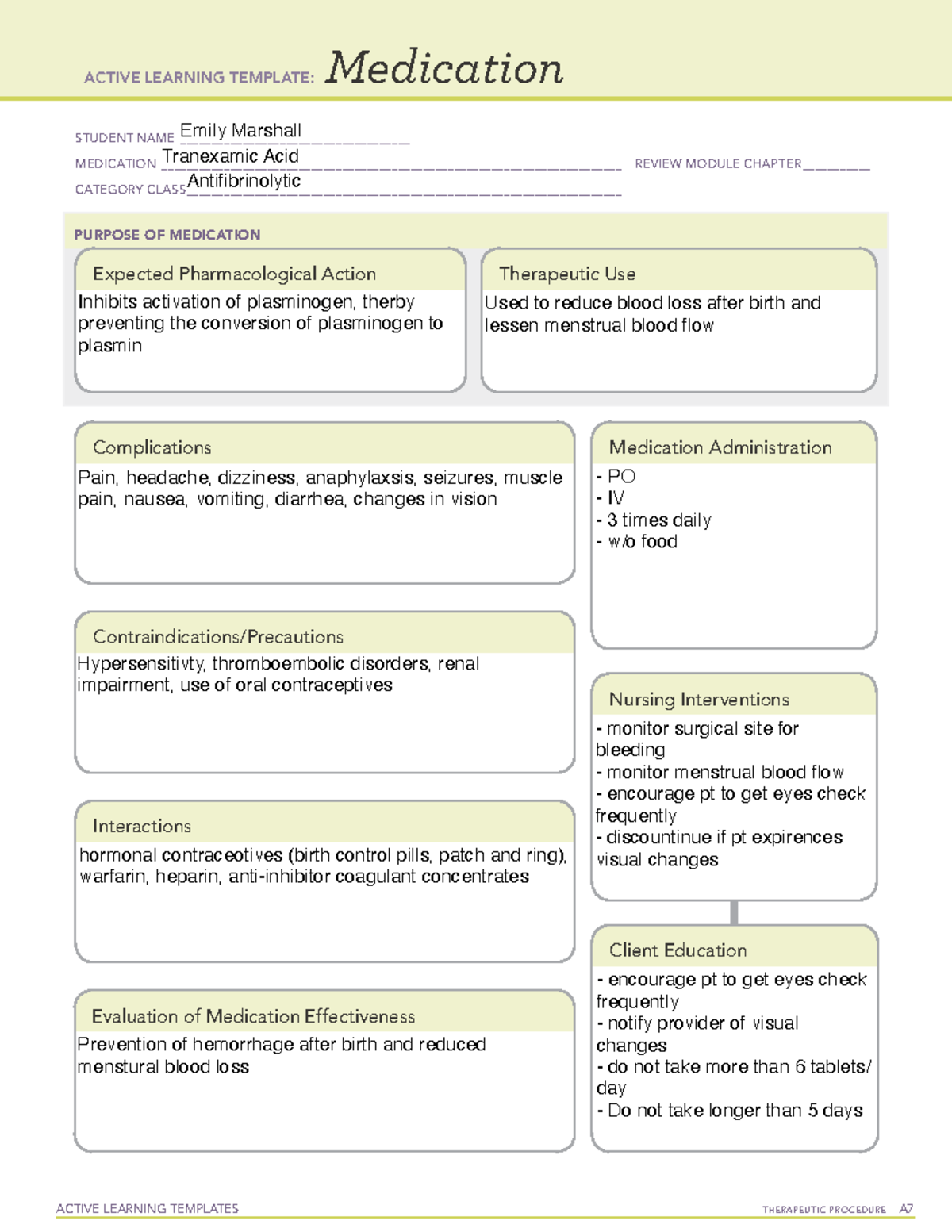 Tranexamic Acid - Pharm active learning template medication - ACTIVE ...