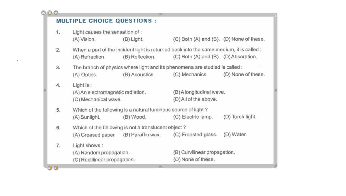 Light MCQS Basic Concepts related to Optics Bsc Physics Studocu