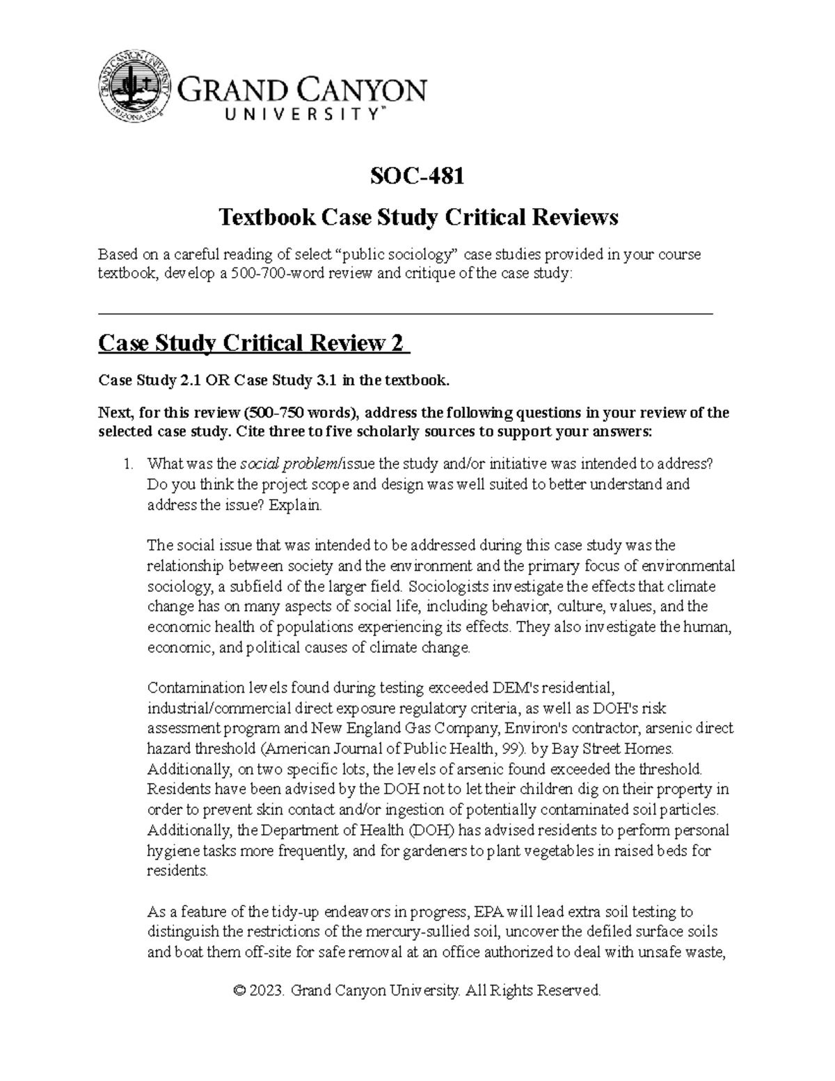 soc 481 textbook case study critical reviews