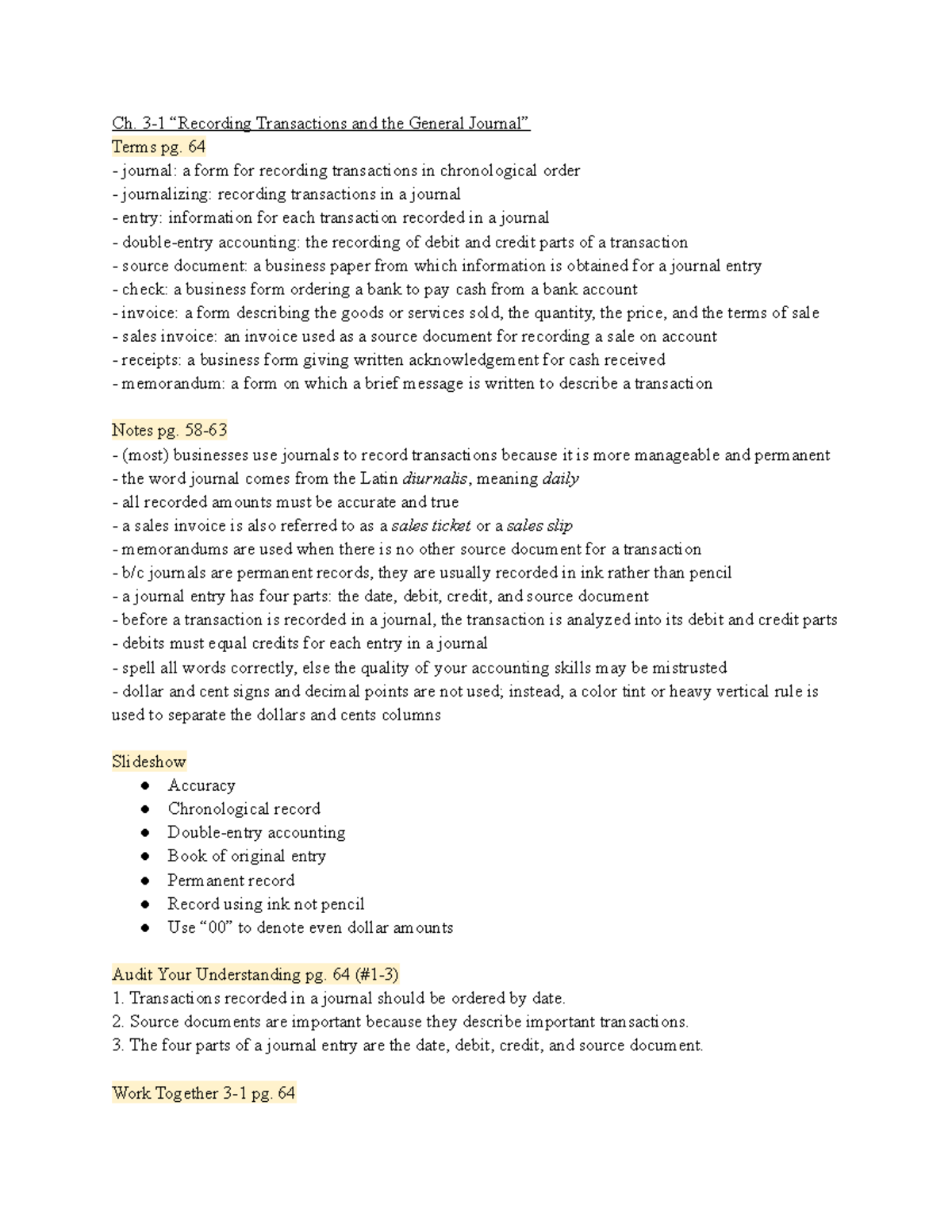 Period 5 Chapter 3 Notes - Ch. 3-1 “Recording Transactions and the ...