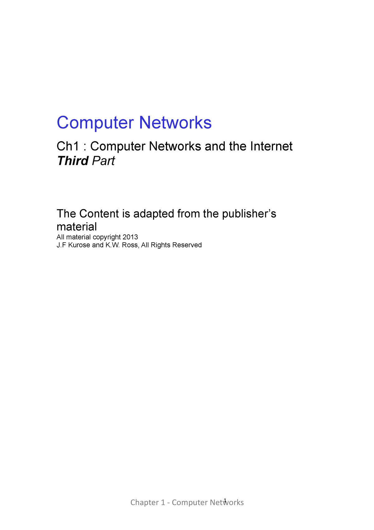 Computer Networks - Ch1 C - Computer Networks Ch1 : Computer Networks ...