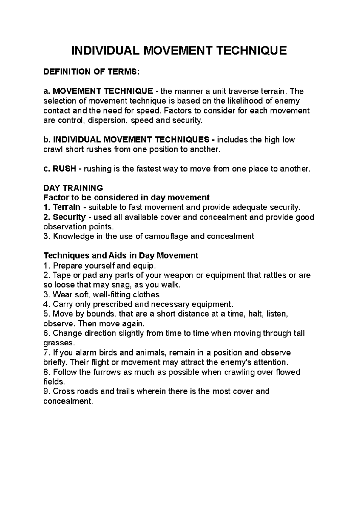 Individual- Movement- Technique - INDIVIDUAL MOVEMENT TECHNIQUE ...
