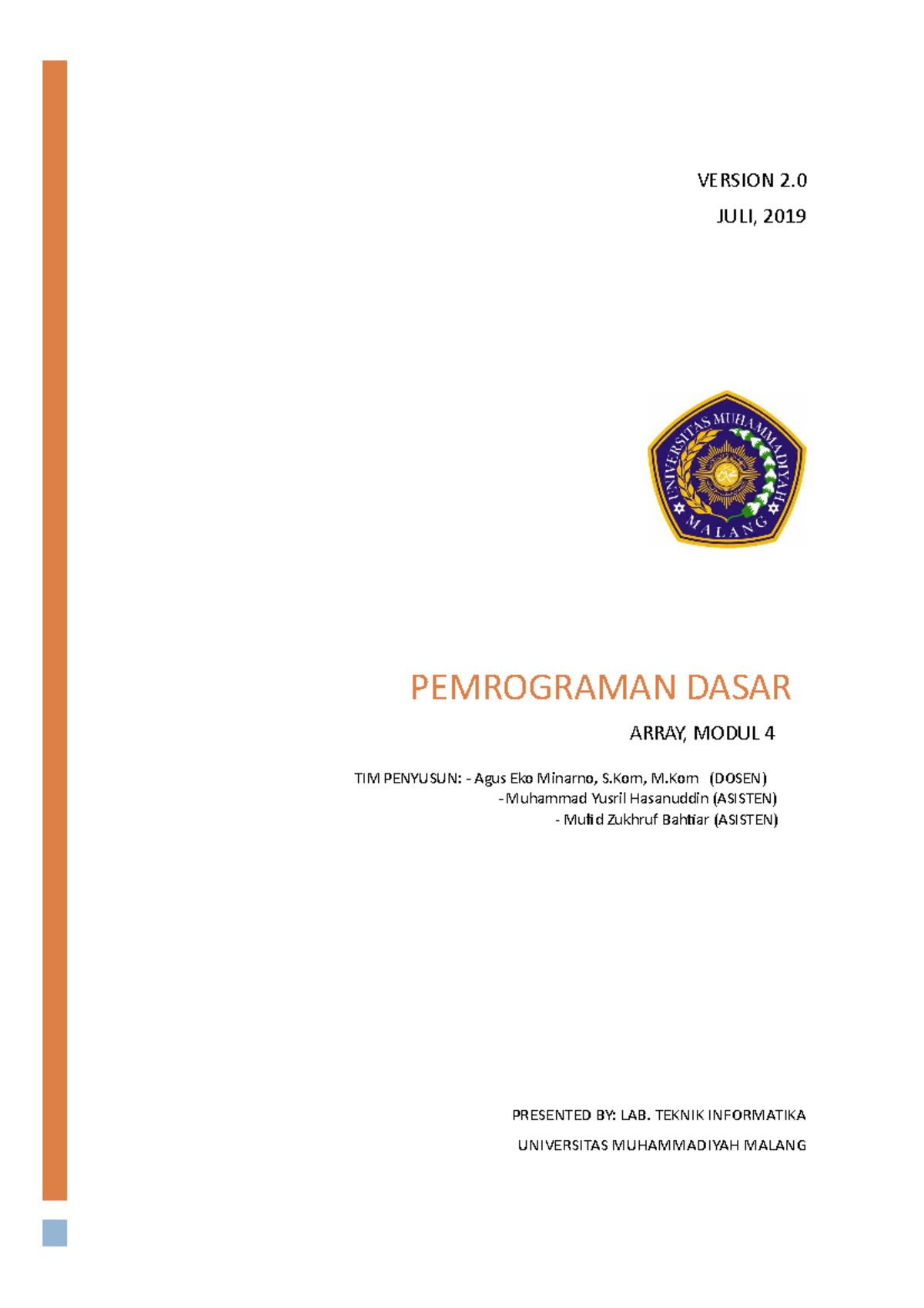 Modul 4 Pemrograman Dasar 2019 - VERSION 2. JULI, 2019 PEMROGRAMAN ...