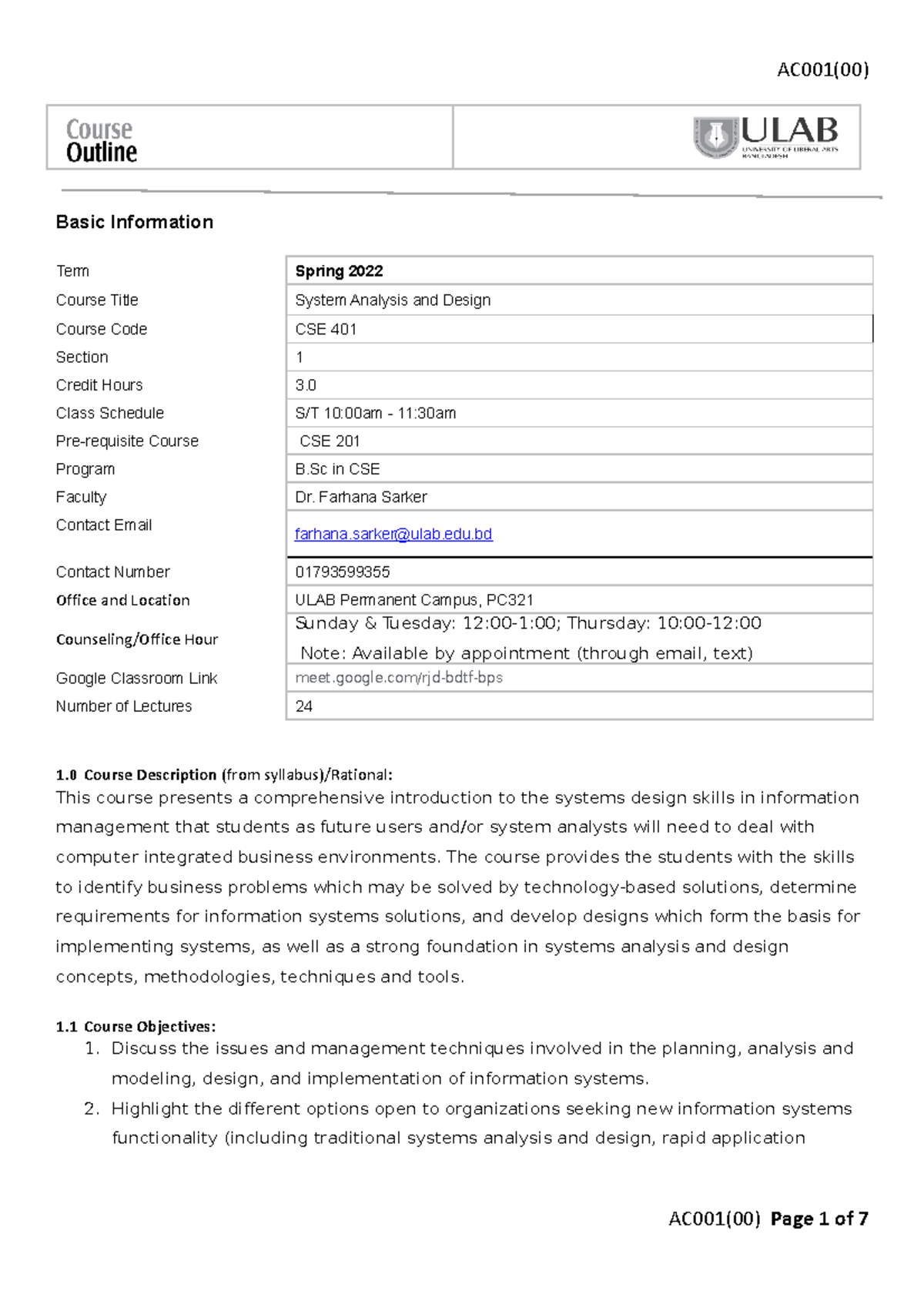 FS CSE401-01-Summer 2022 - Basic Information Term Spring 2022 Course ...