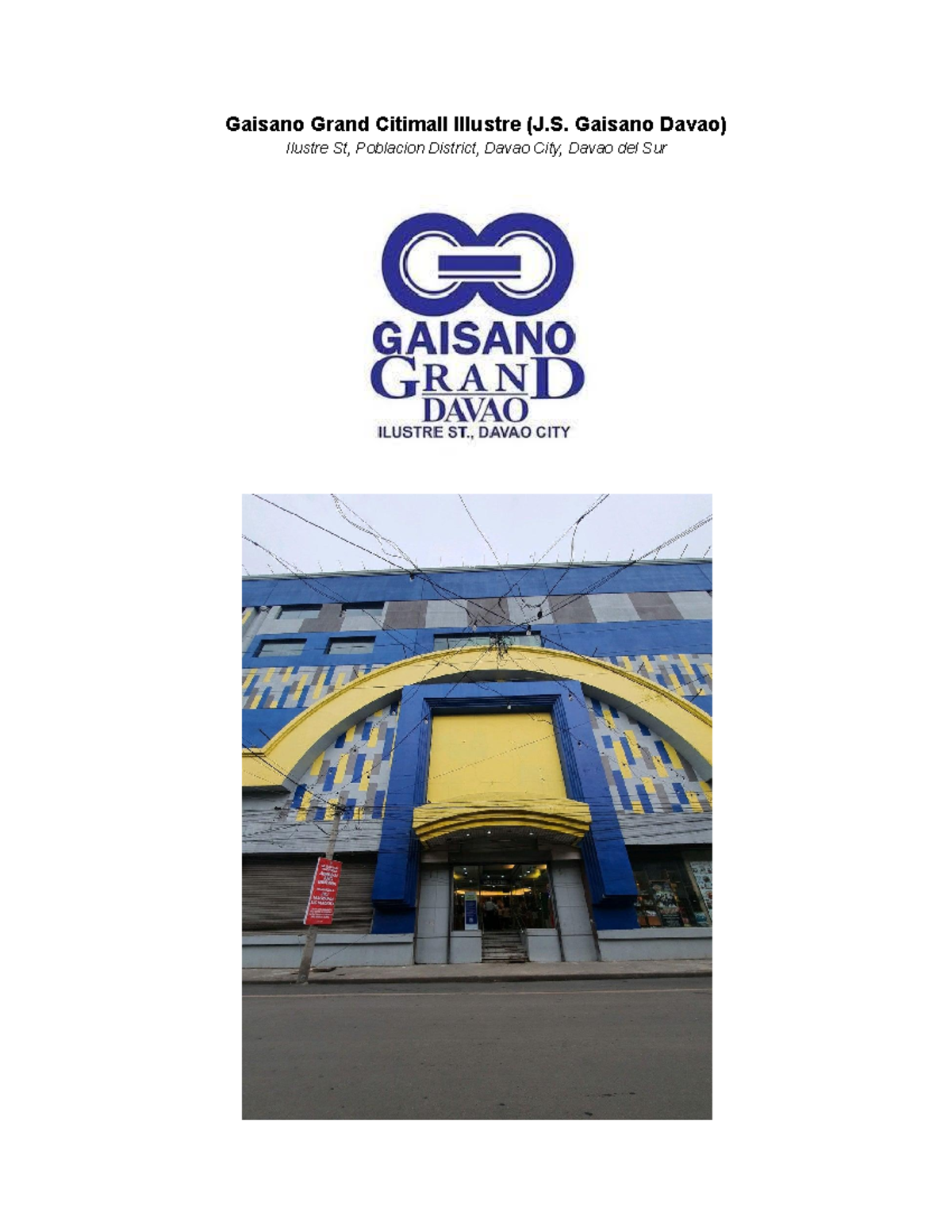 TQM Written Report - Gaisano Grand Citimall Illustre (J. Gaisano Davao ...