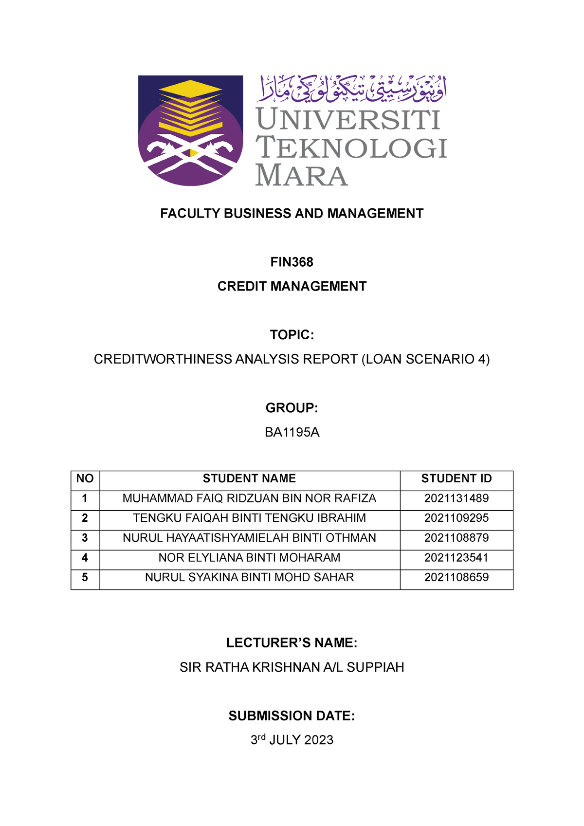 group assignment fin368