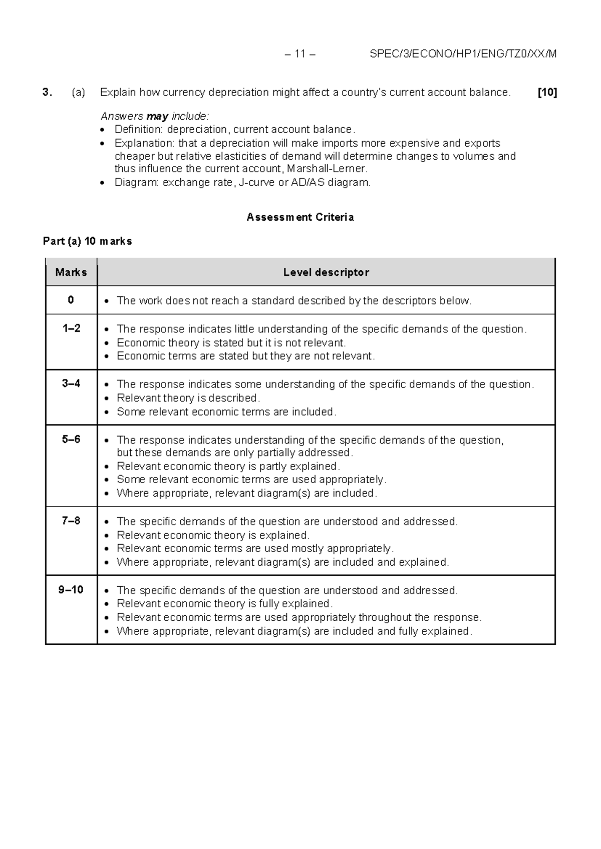 Current Account Paper 1 Markscheme - – 11 – SPEC/3/ECONO/HP1/ENG/TZ0/XX ...