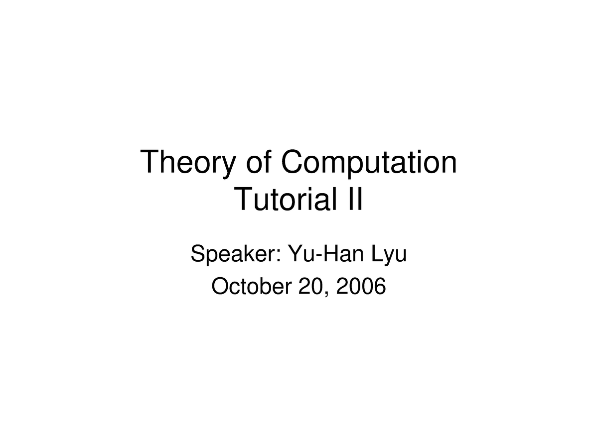 Tutorial 2 - Assignments - Theory Of Computation - Studocu