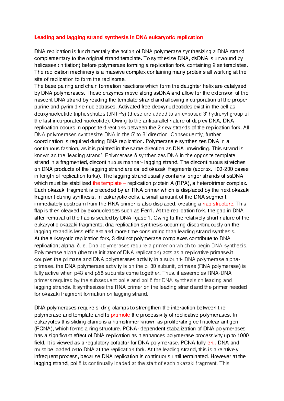 DNA replication-leading and lagging strand - Leading and lagging strand ...