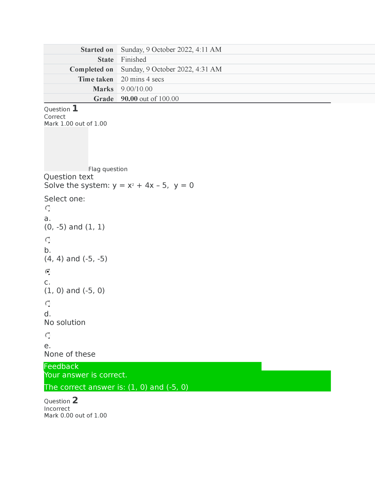 Maths 1201 Graded Quiz Unit 6 - Started On Sunday, 9 October 2022, 4:11 ...