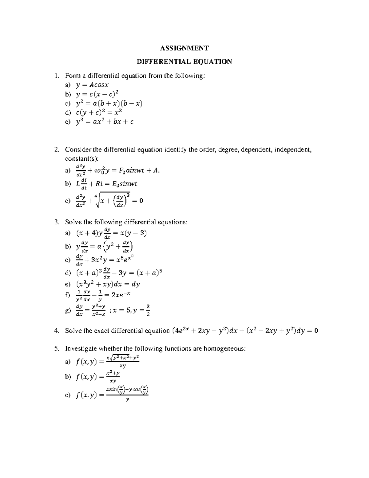 Differential Equations Test Prep Studocu