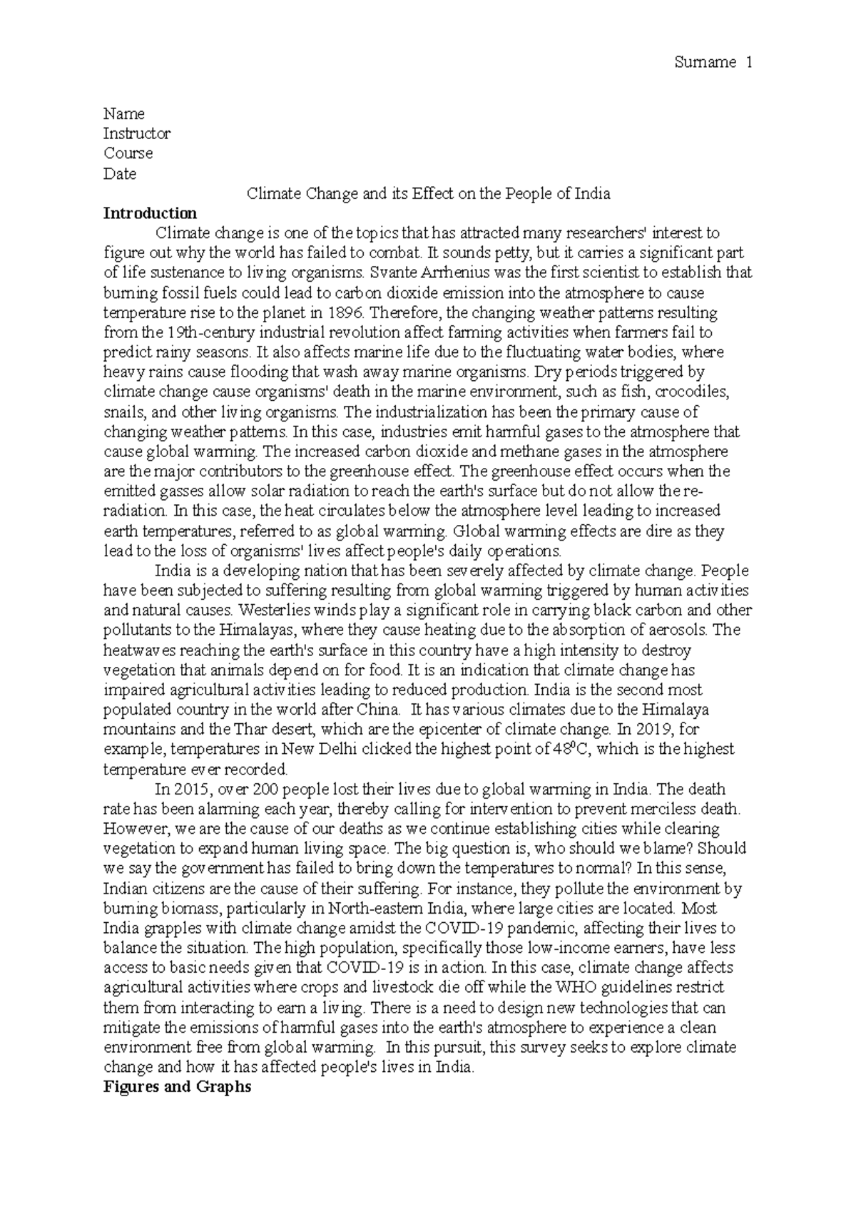 1269002 Climate Change and its Effect on the People of India - Name ...