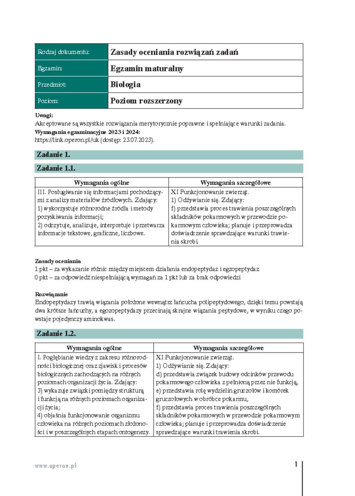 N8187-Matura-2023 2024-Biologia Klucz Glowny - Rodzaj Dokumentu: Zasady ...