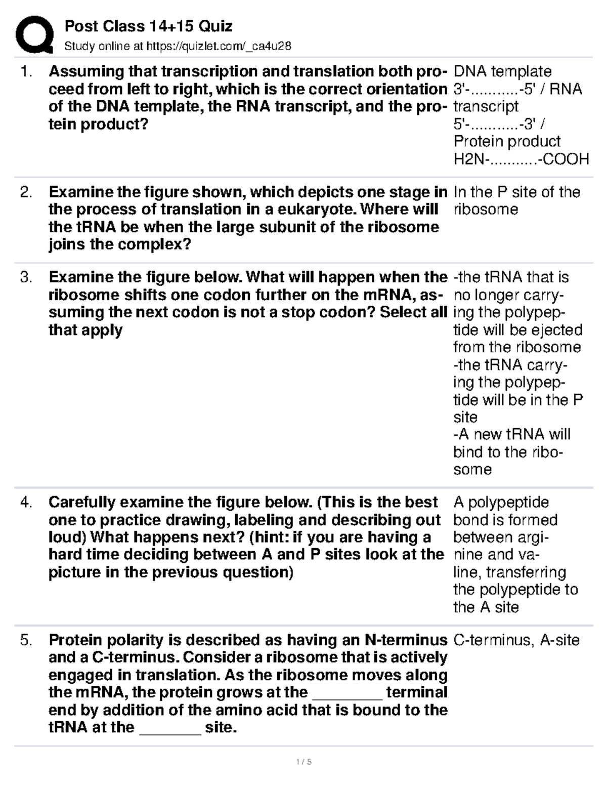 Post Class 14 and 15 Quiz - Study online at quizlet/_ca4u Assuming that ...