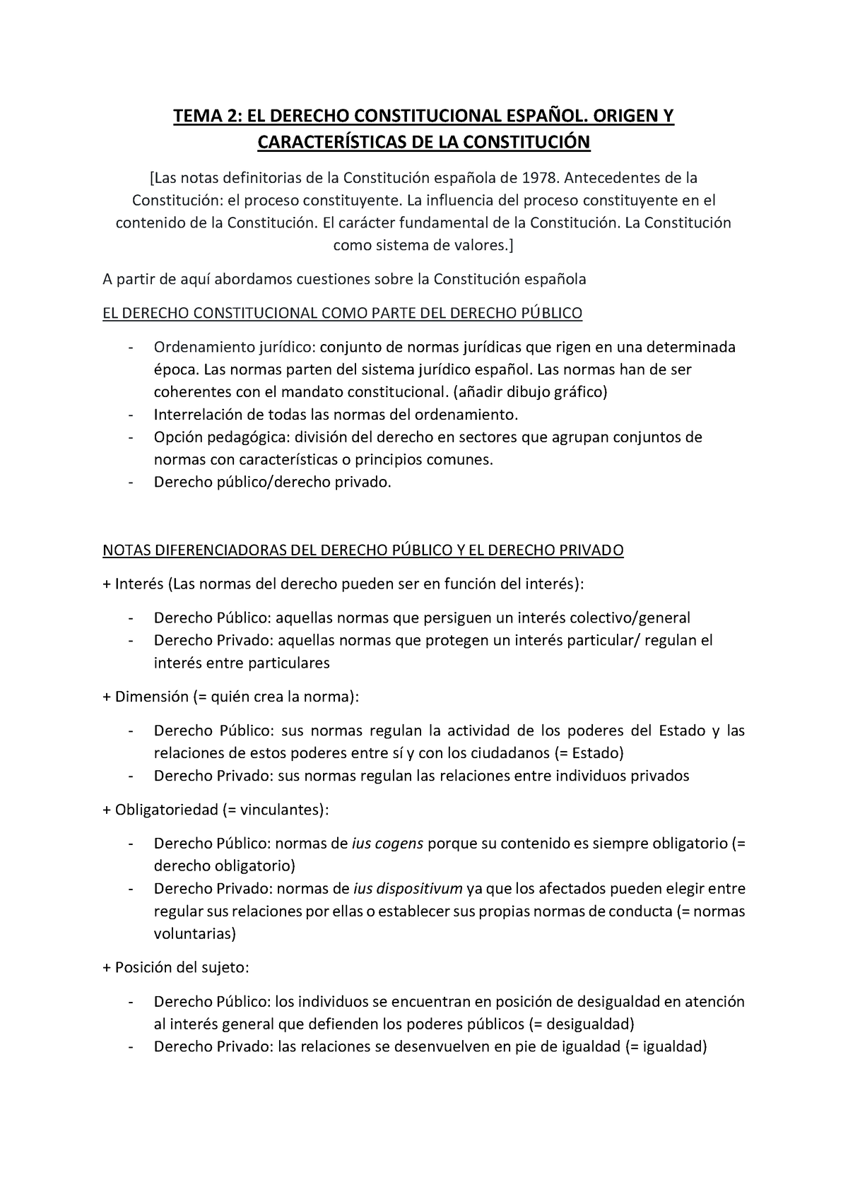 Consti TEMA 2-5 - TEMA 2: EL DERECHO CONSTITUCIONAL ESPA—OL. ORIGEN Y ...