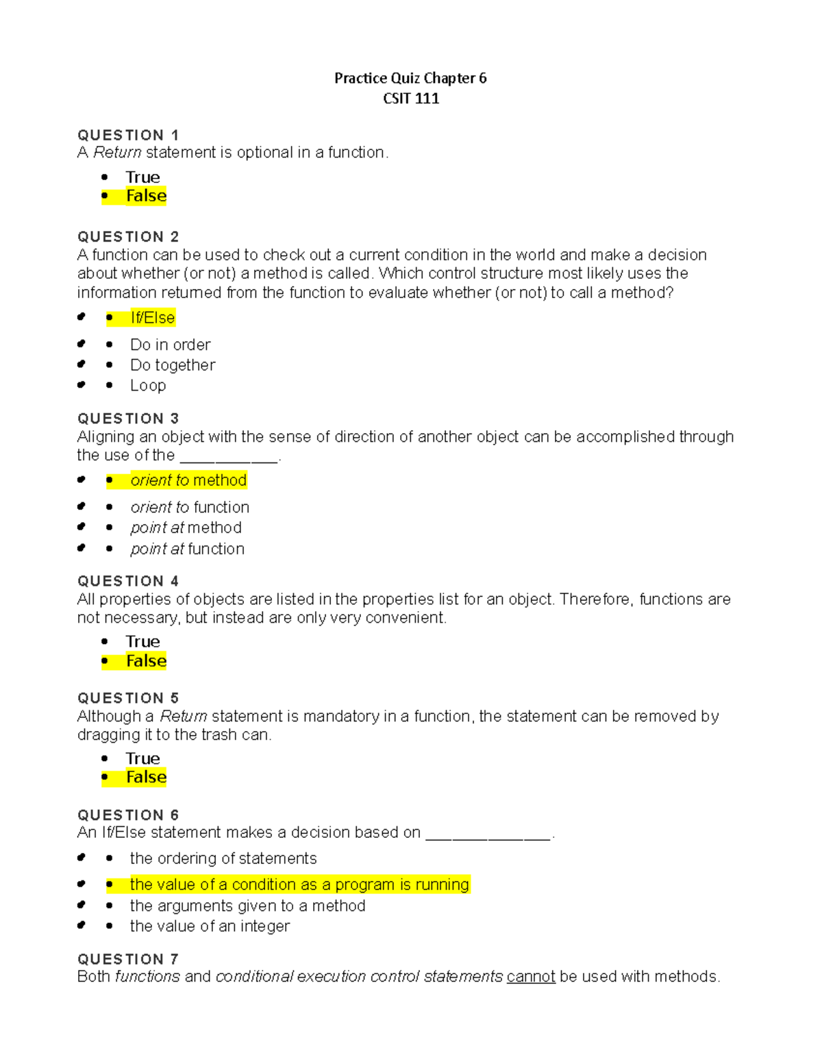 assignment chapter 6 true false quiz (practice)